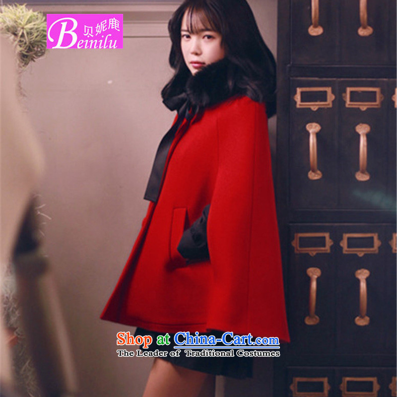 Connie Deer 2015 Addis Ababa Fall/Winter Collections new Korean date of sweet loose solid color red cloak? gross M, Addis Ababa deer (beinilu ni) , , , shopping on the Internet