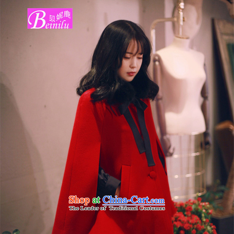 Connie Deer 2015 Addis Ababa Fall/Winter Collections new Korean date of sweet loose solid color red cloak? gross M, Addis Ababa deer (beinilu ni) , , , shopping on the Internet