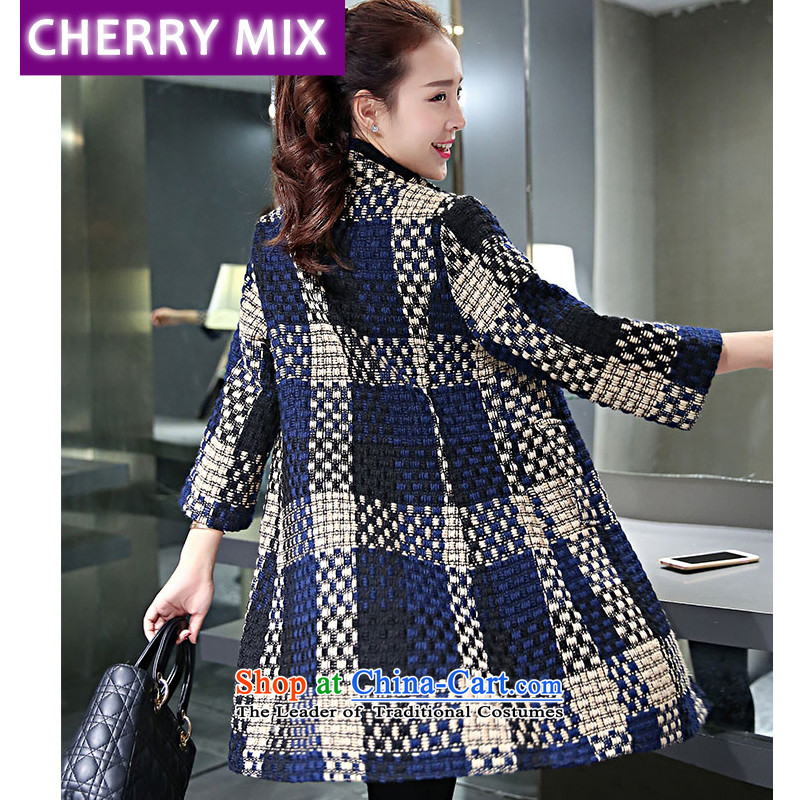  The new winter cherrymix tartan coats Korean in Sau San long-sleeved coarse wool terylene 7 sub-coats gross? female 9020 dark blue jacket xl,cherry mix,,, shopping on the Internet