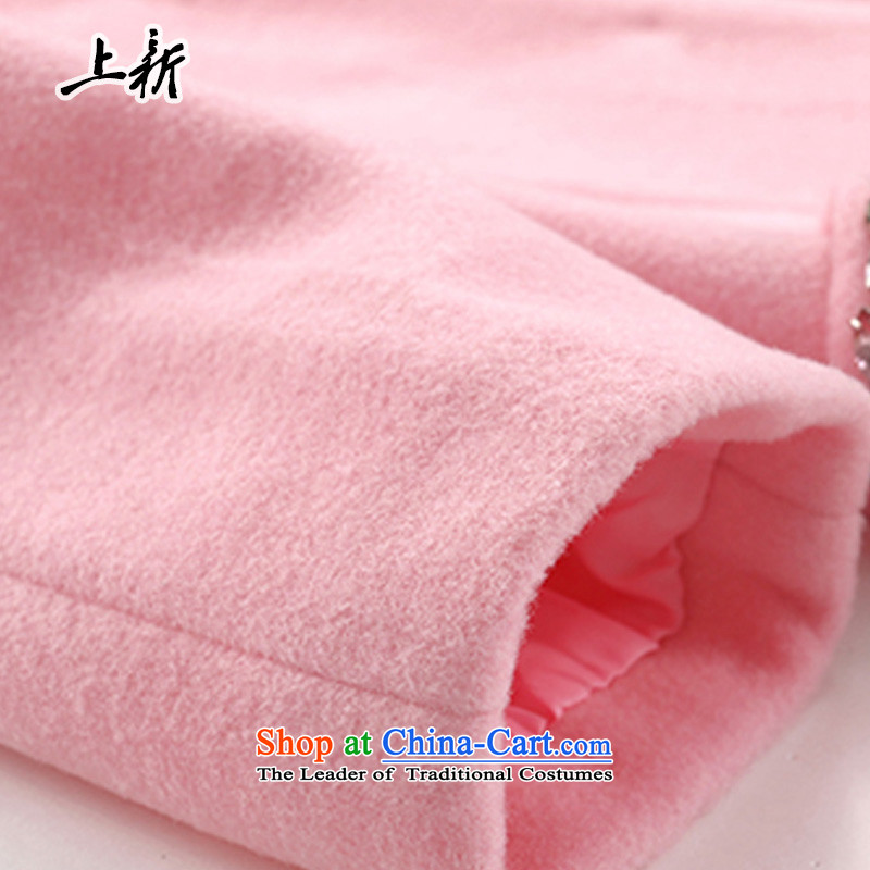 On the new 2015 autumn and winter female new stylish coat callus because what Gross transition in long round-neck collar 9 cuff a wool coat HM-1916 pink XL, on a new shopping on the Internet has been pressed.