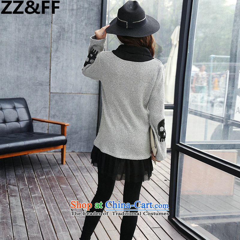 The new 2015 Zz&ff autumn and winter large female 200MM thick leisure knitted catty stitching forming the Netherlands dresses picture color XXXXXL,ZZ&FF,,, shopping on the Internet