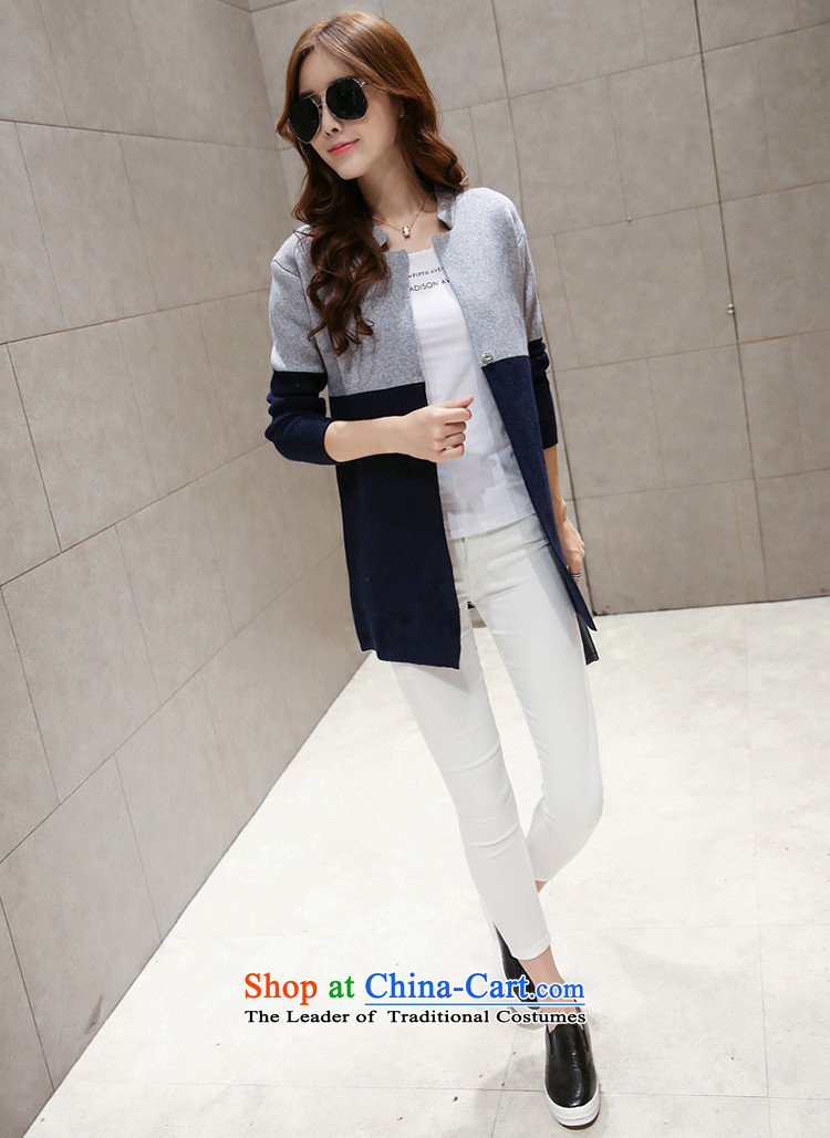 Chung Cayman El 2015 autumn and winter new Korean version long cardigan thick mm maximum number of ladies' knitted shirts sweater COAT 5220 Light Gray + navy blue XXL picture, prices, brand platters! The elections are supplied in the national character of distribution, so action, buy now enjoy more preferential! As soon as possible.