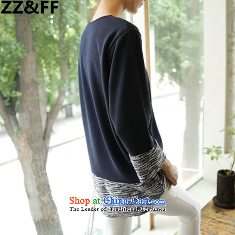 The new 2015 Zz&ff to xl thick MM stitching. Long loose video thin large women wear shirts dresses dark blue color XXXXXL,ZZ&FF,,, spell shopping on the Internet