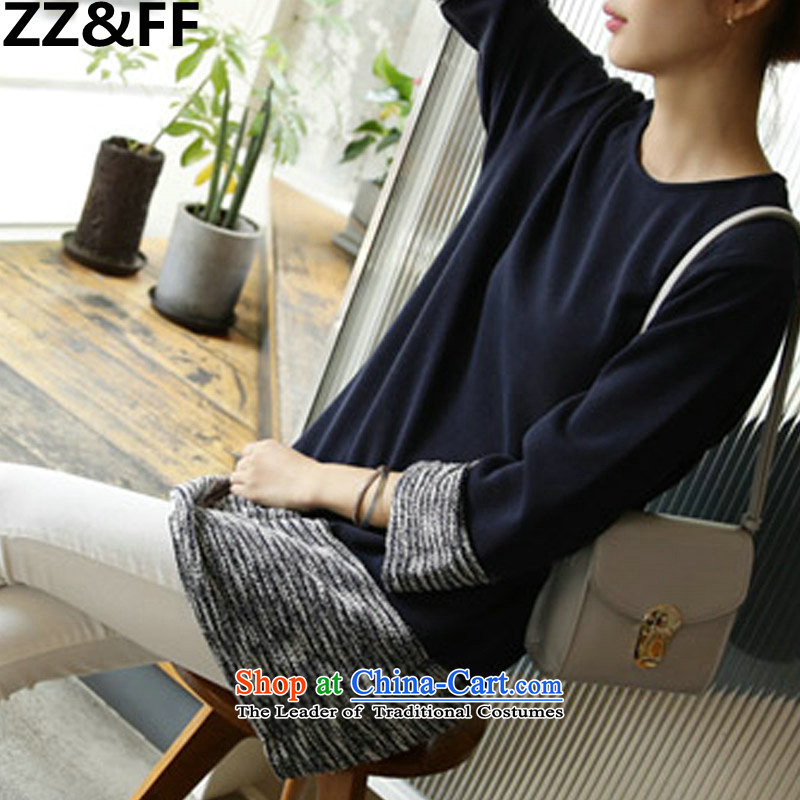 The new 2015 Zz&ff to xl thick MM stitching. Long loose video thin large women wear shirts dresses dark blue color XXXXXL,ZZ&FF,,, spell shopping on the Internet