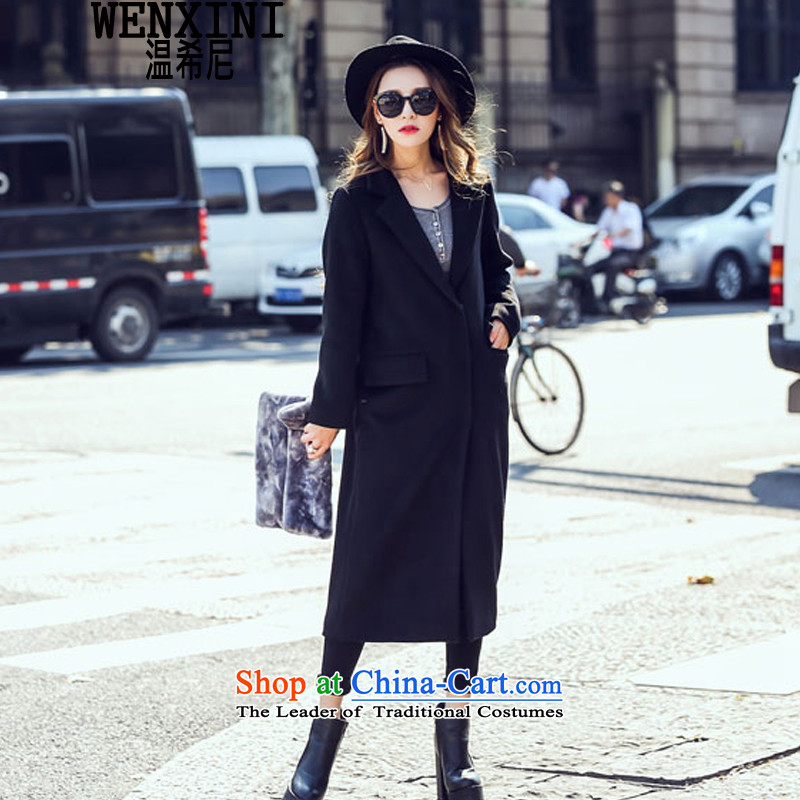The temperature of the Stars with Greek and long coats callus because gross?-Sau San the knees Gross Gross overcoats?? coats female autumn and winter coats female Korean gross? winter black , L, temperature (WENXINI Greek) , , , shopping on the Internet