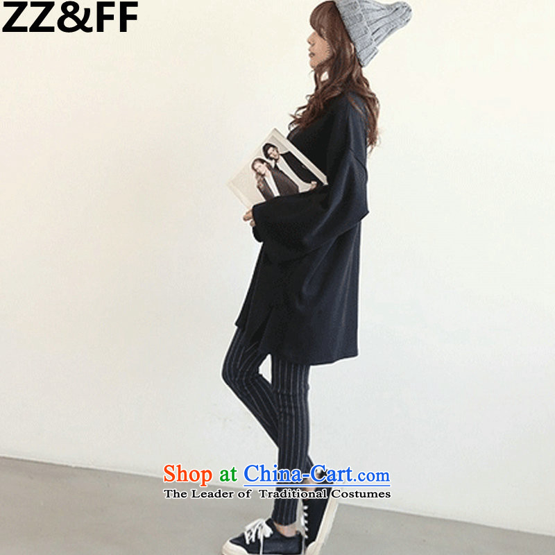 The new 2015 Zz&ff autumn and winter extra-thick MM200 female catty elastic waist-elastic vertical streaks, forming the trousers vertical streaks dark gray XXXXXL,ZZ&FF,,, shopping on the Internet