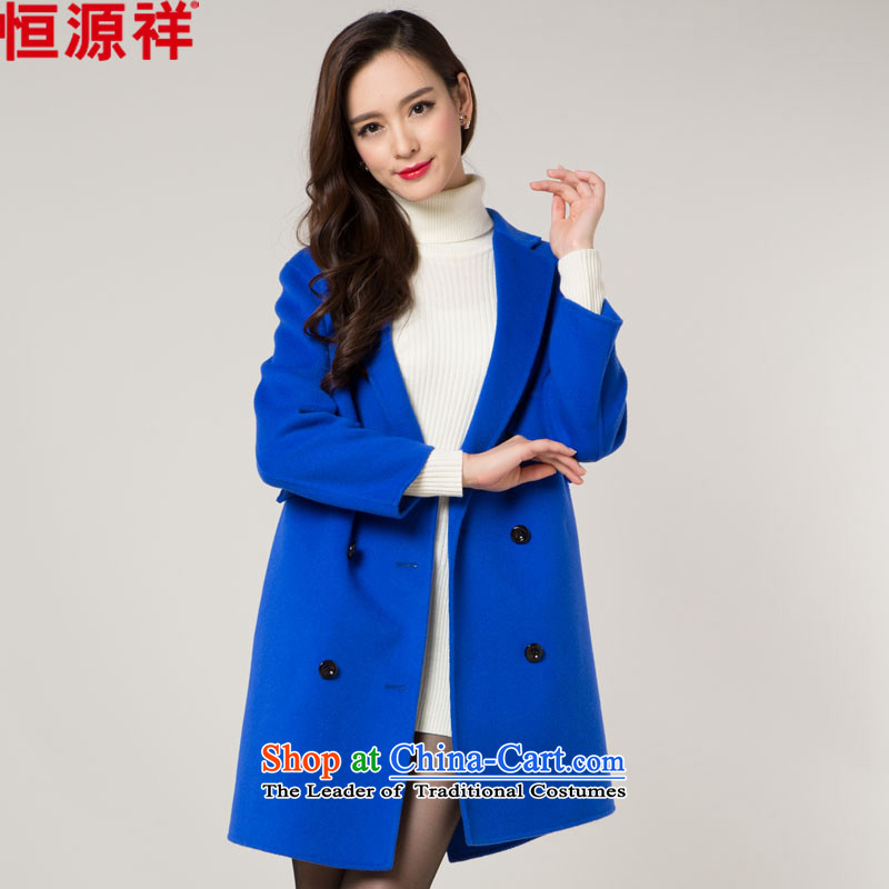 Hengyuan Cheung duplex coats, wool? long jacket, thick blue?165_88A_L_ relaxd winter