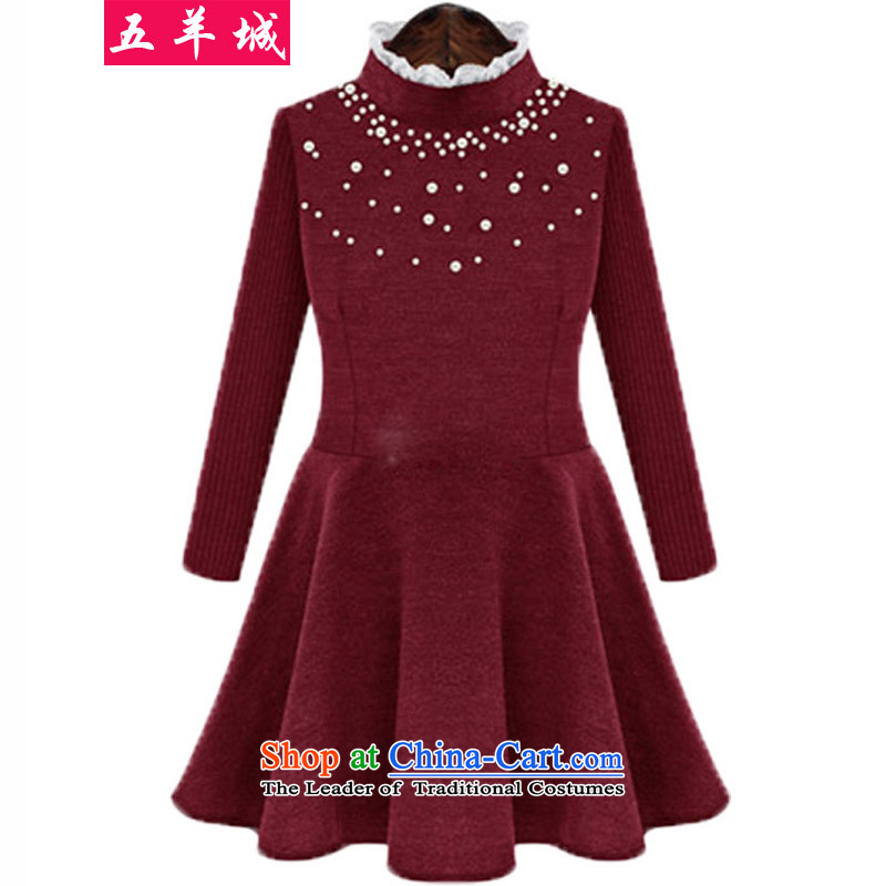 Five Rams City larger dresses 2015 new autumn and winter large female thick MM thin nail Pearl, video a spell a series e knitting sweater, forming the cuff thick dark gray 3XL 22 recommendations 140-160 characters around 922.747, Five Rams City shopping o