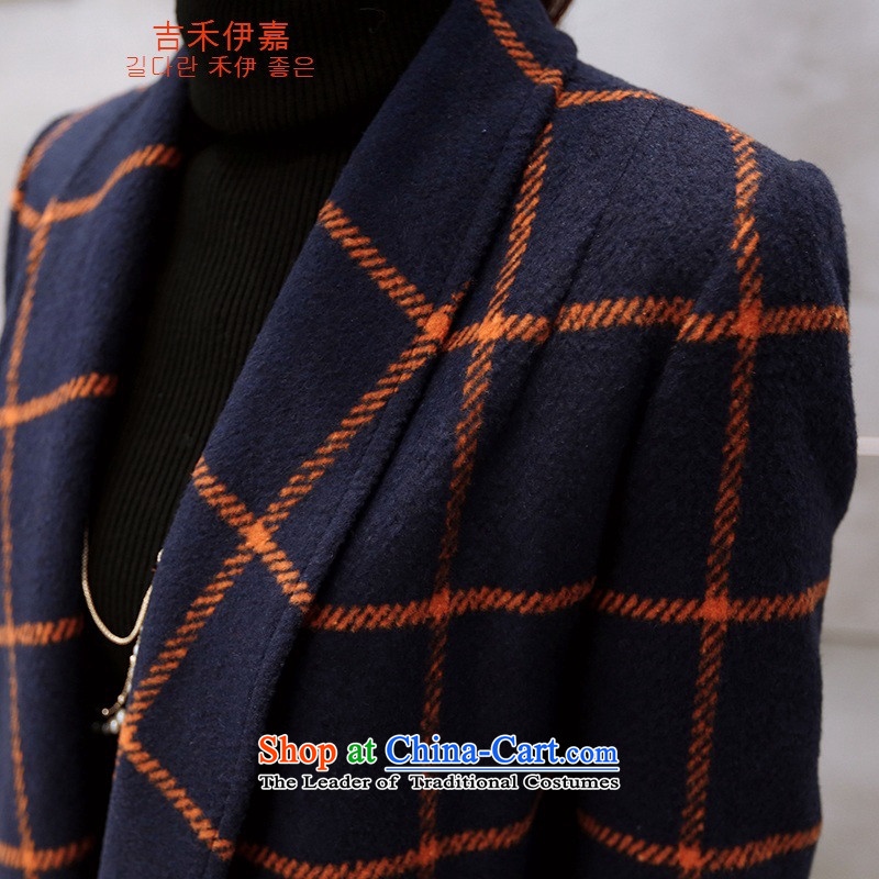 Gil Wo Ika 2015 new stylish coat female Korea gross? version of Sau San larger tartan sub-coats female winter Sleek and versatile blue, S, Gil Wo Ika shopping on the Internet has been pressed.