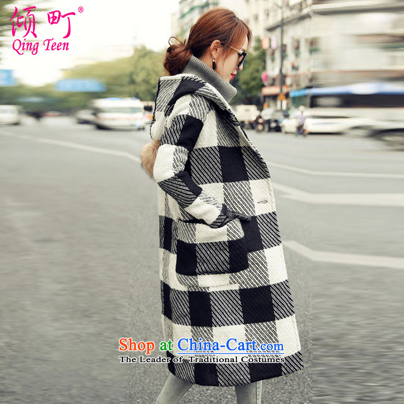 The Dumping machi 2015 autumn and winter new sweet girl with cap Sau San latticed gross coats female jacket 9820-? black S(80-105), dumping machi , , , shopping on the Internet