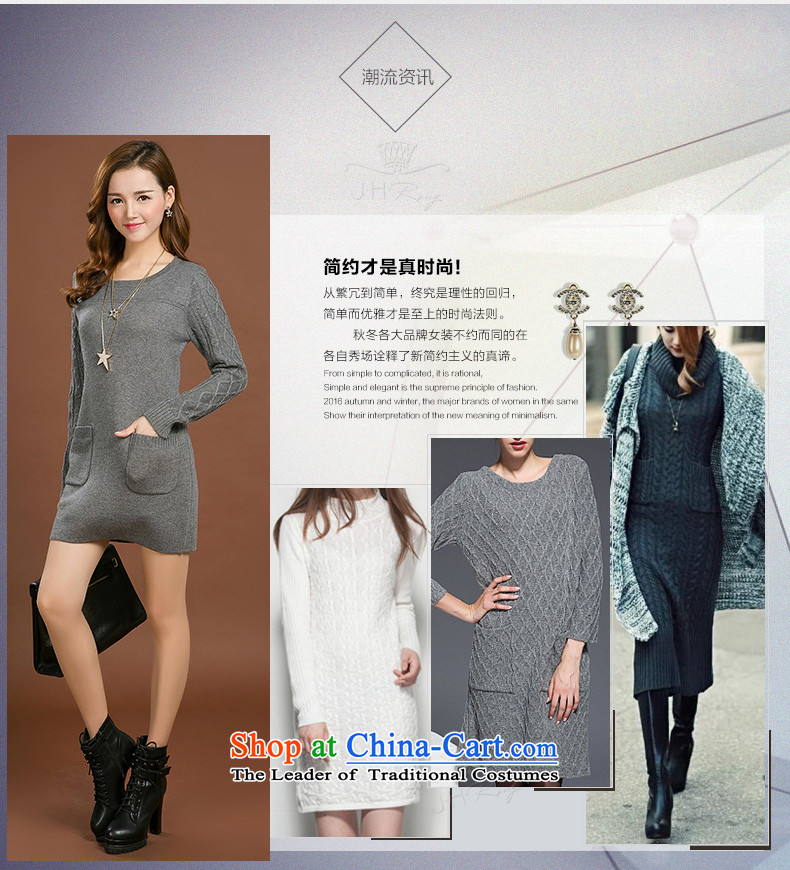 Jinhuang lint-free large female thick mm autumn and winter dresses wool female loose neck long female thick Coated Knit shirts large gray code 4XL Photo, prices, brand platters! The elections are supplied in the national character of distribution, so action, buy now enjoy more preferential! As soon as possible.