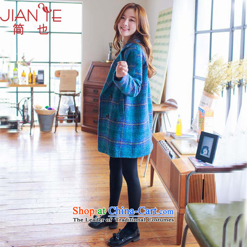 Jane can also in the autumn and winter 2015 long green tartan gross Korean female jacket? wool coat W101 retro? The Green Grid , Jenson also (jianye) , , , shopping on the Internet