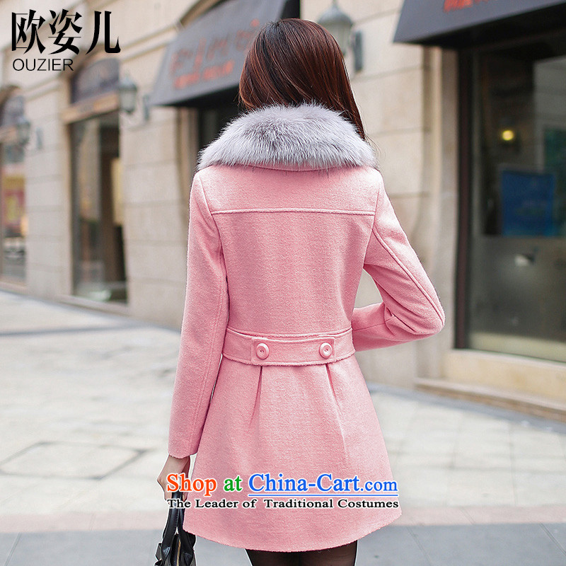 Gigi Lai Yee 2015 OSCE autumn and winter new sweet Sau San? In Ms. gross jacket long hair for cap fox a wool coat pink , L, OSCE-OUZIER Gigi Lai) , , , shopping on the Internet