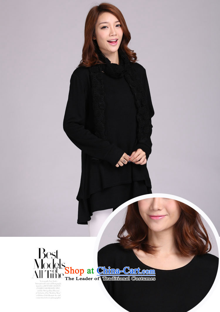 The Gangnam taste large autumn and winter 2015 women to increase sweater, forming the long-sleeved T-shirt with round collar scarf leave in two long of ladies' knitted shirts 3XL black skirt recommendations 160-180 catty picture, prices, brand platters! The elections are supplied in the national character of distribution, so action, buy now enjoy more preferential! As soon as possible.