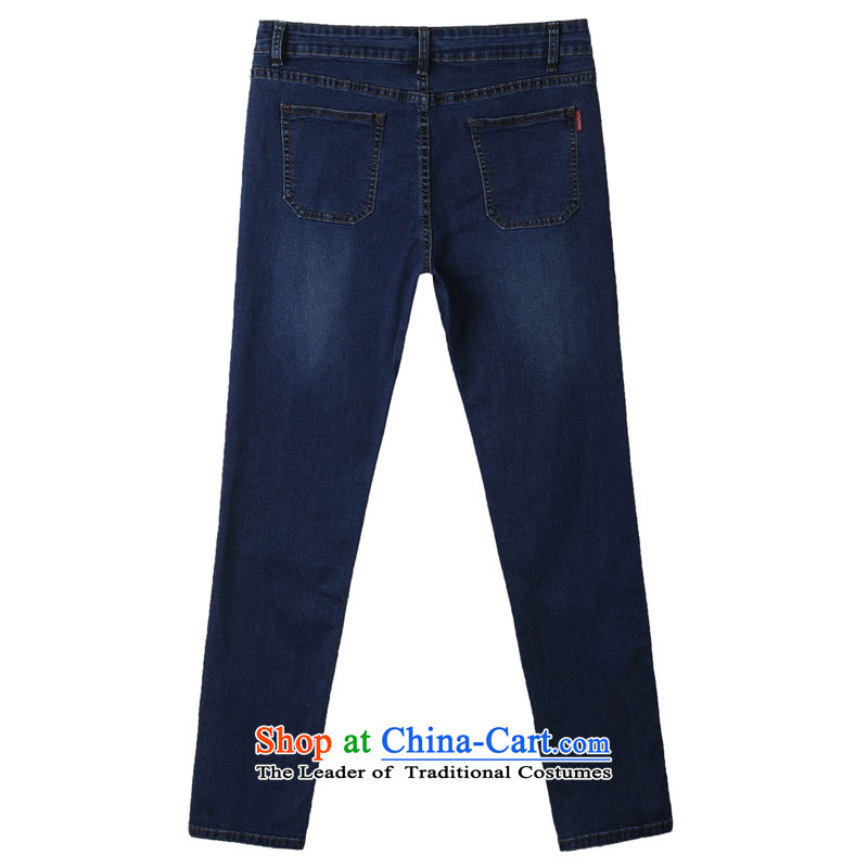 Nos to increase women's code 200 catties of solid color jeans thick sister high elastic waist jeans pants larger Y25011 trousers blue 42, not thin (NOS) , , , shopping on the Internet