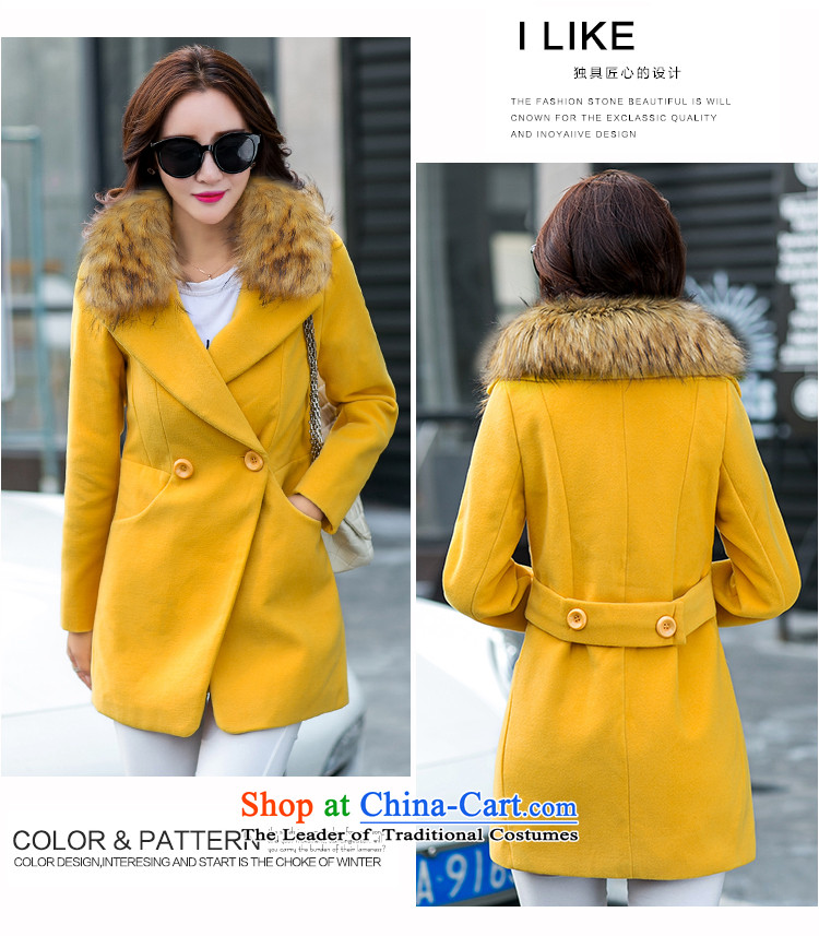 Ms Audrey EU Bai Ya 2015 gross gross for the autumn and winter coats? Boxed new Korean version in the thick of Sau San wool a wool coat female 692 yellow L picture, prices, brand platters! The elections are supplied in the national character of distribution, so action, buy now enjoy more preferential! As soon as possible.
