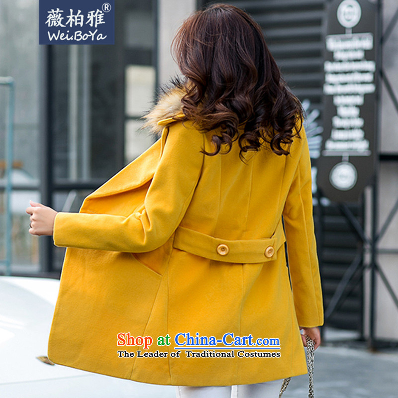 Ms Audrey EU Bai Ya 2015 gross gross for the autumn and winter coats? Boxed new Korean version in the thick of Sau San wool a wool coat female 692 Yellow , L, Ms Audrey Eu Bai Ya , , , shopping on the Internet