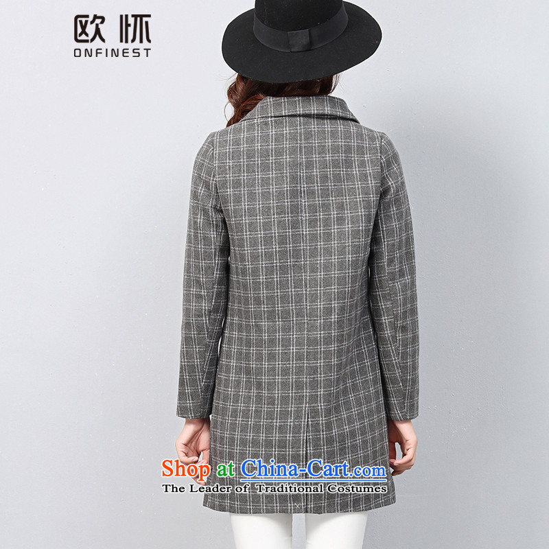  The OSCE with Korean OUHUAI Fall/Winter Collections female new stylish simplicity long-sleeved lapel long hair? coats jacket compartments B23060 gray with OSCE (OUHUAI M) , , , shopping on the Internet