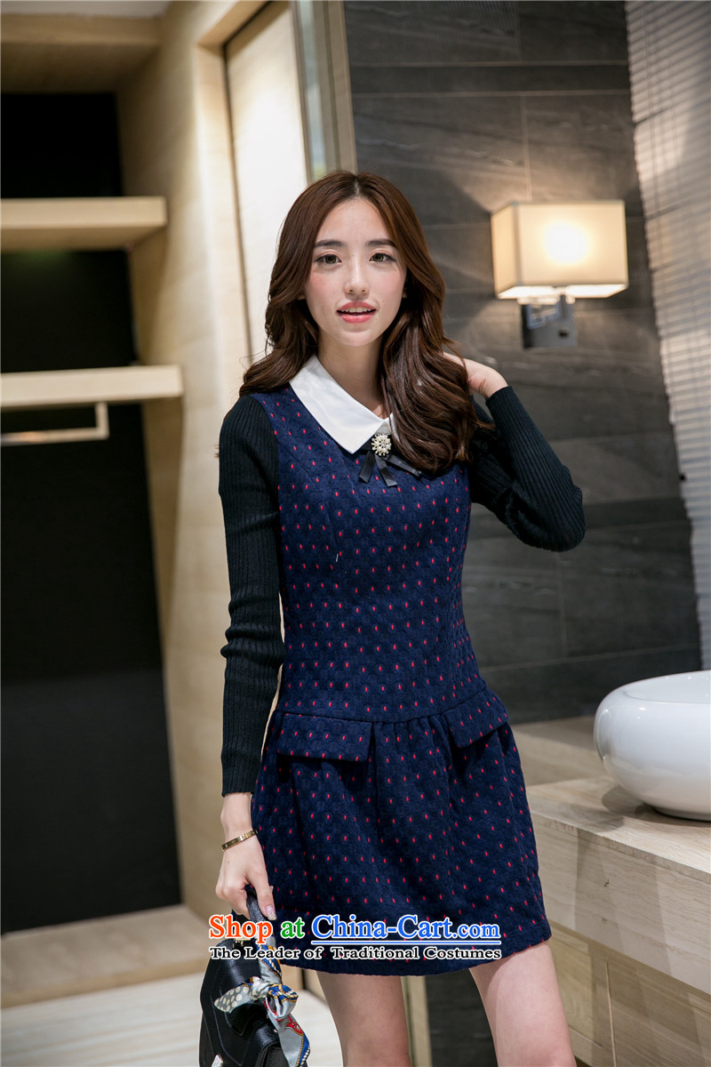 In accordance with the CEN 2015 bathing in the autumn and winter new Korean version of large Fat MM sweet dolls code for gross stitching Knitted cuffs? dresses 253# Blue M picture, prices, brand platters! The elections are supplied in the national character of distribution, so action, buy now enjoy more preferential! As soon as possible.