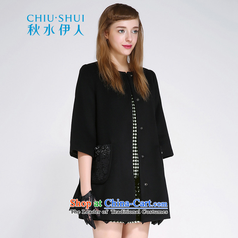 Chaplain who winter clothing in new women's longer commuter temperament loose fifth cuff wool coat black 155/80A/S,?/ The Mai-Mai shopping on the Internet has been pressed.