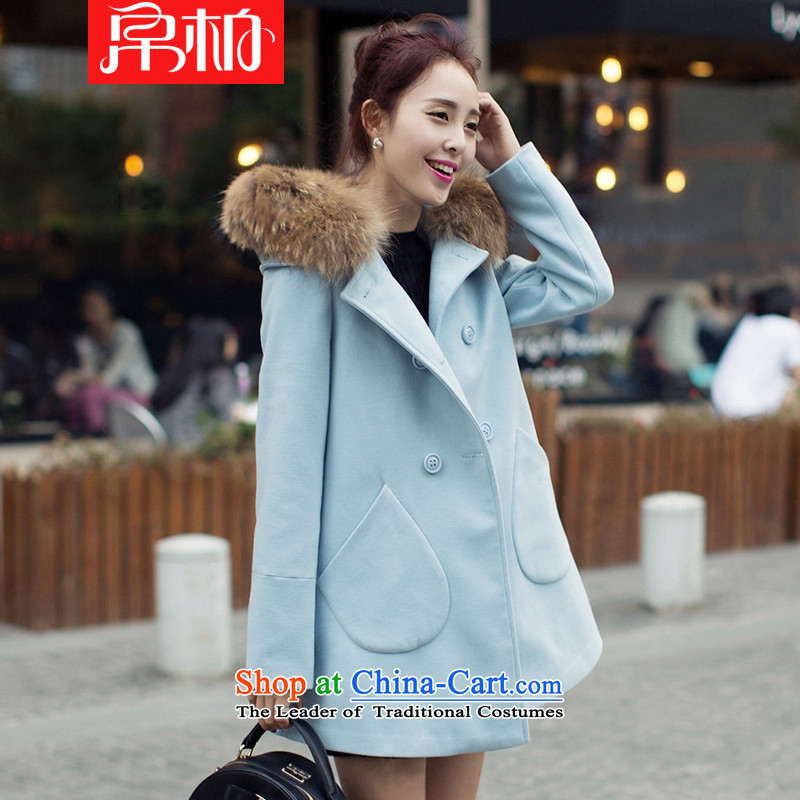 8po new products in the autumn of 2015, the long-Nagymaros for Sau San Mao jacket water blue?S?