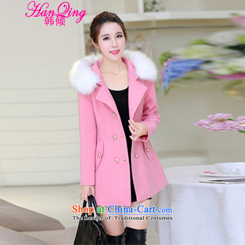 (hanqing dumping) won 2015 autumn and winter new gross for the medium to longer term, Sau San cap thick hair? coats jacket , L, won the dumping 8864 Pink (hanqing) , , , shopping on the Internet