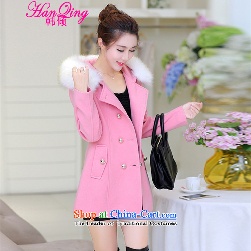 (hanqing dumping) won 2015 autumn and winter new gross for the medium to longer term, Sau San cap thick hair? coats jacket , L, won the dumping 8864 Pink (hanqing) , , , shopping on the Internet
