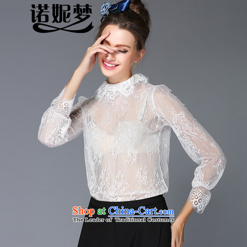 The new 2015 Dream Connie high-end large Western women fall to increase expertise in mm sexy engraving lace forming the Netherlands long-sleeved White?XXL G-q252 female