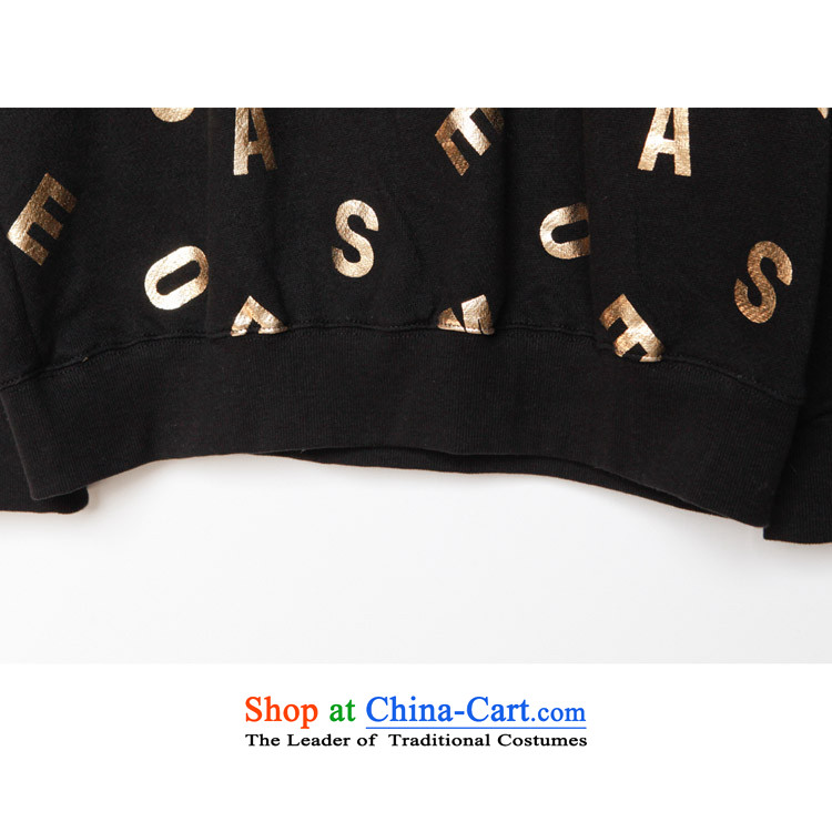 2015 Autumn and winter Zz&ff new Korean thick MM bushing and letters sweater girl video thin long-sleeved jacket XXXL black picture, prices, brand platters! The elections are supplied in the national character of distribution, so action, buy now enjoy more preferential! As soon as possible.