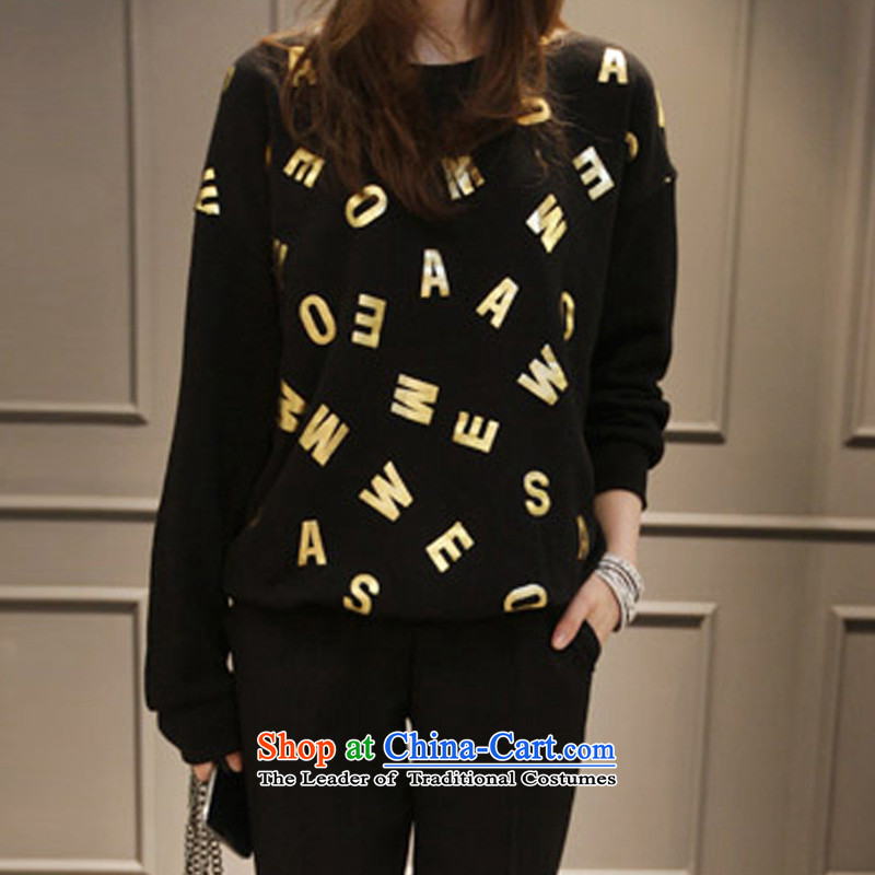 2015 Autumn and winter Zz&ff new Korean thick MM bushing and letters sweater girl video thin long-sleeved jacket black XXXL,ZZ&FF,,, shopping on the Internet