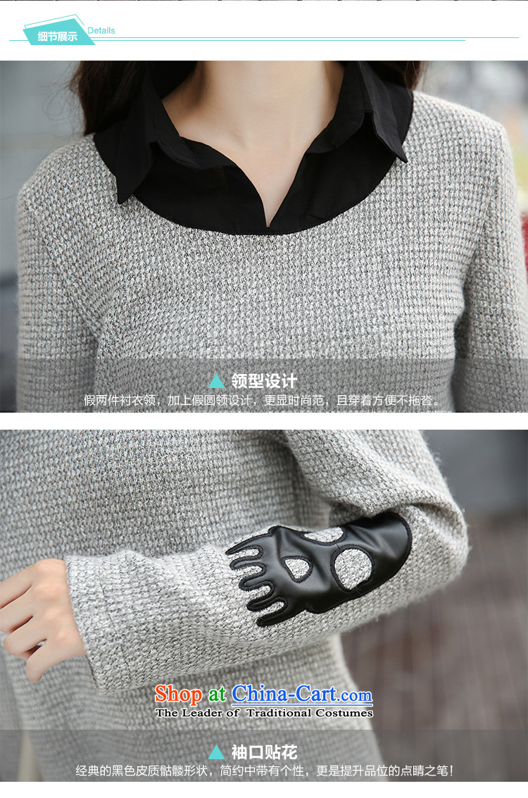 2015 Autumn and winter Zz&ff new Korean large relaxd gauze stitching package and short knitting dress female video thin long-sleeved shirt T-shirt, forming the map color XL Photo, prices, brand platters! The elections are supplied in the national character of distribution, so action, buy now enjoy more preferential! As soon as possible.