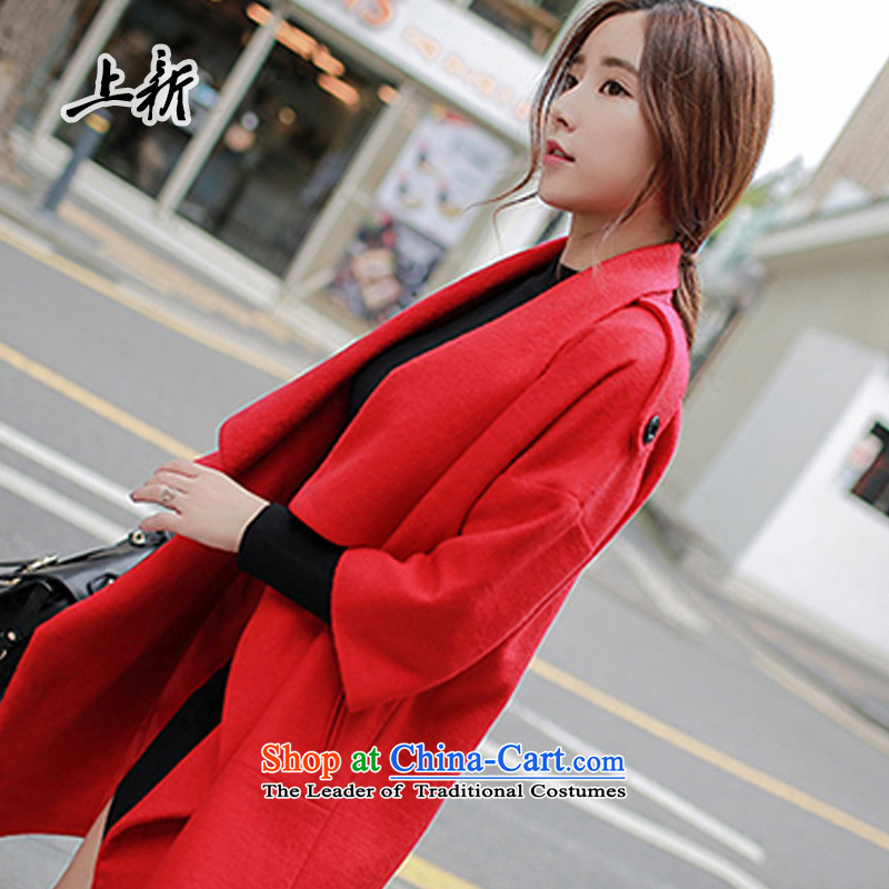 On the new 2015 autumn and winter new women's woolen a wool coat large Korean loose cloak over the medium to longer term gross HM-8171 jacket , Red? On the new shopping on the Internet has been pressed.