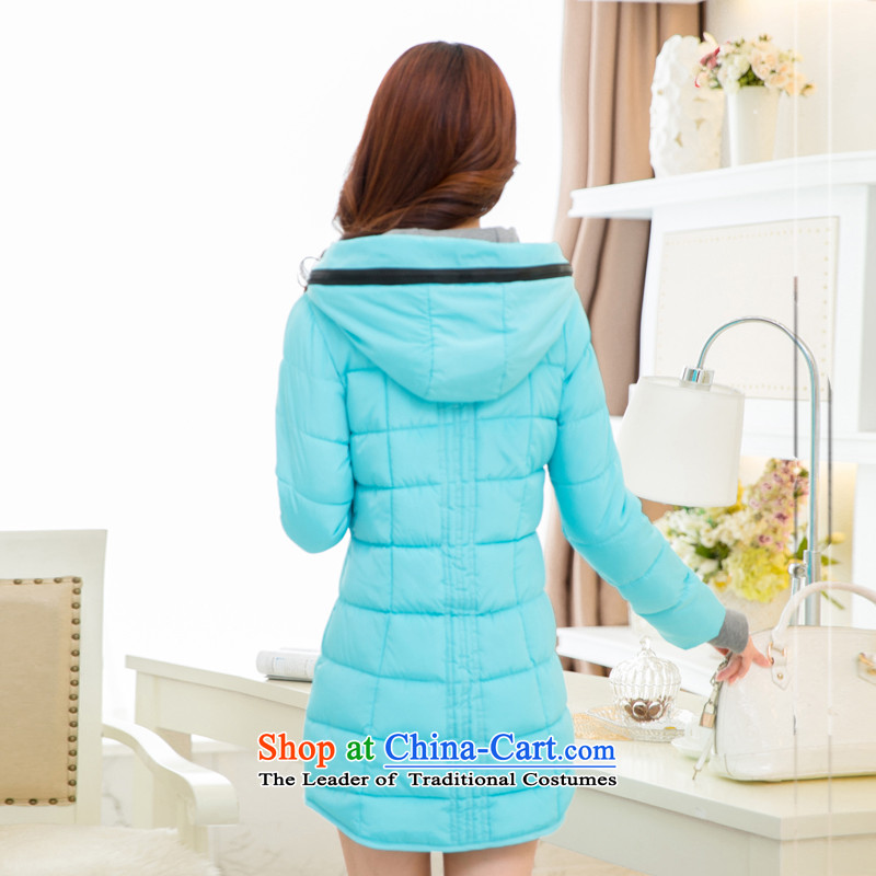 The Doi plus hypertrophy code women thick cotton clothes for winter MM coat in long new thick sister 2015 warm 200 catties blue 3XL recommendations 140-155, the Doi (MIYADAI) , , , shopping on the Internet