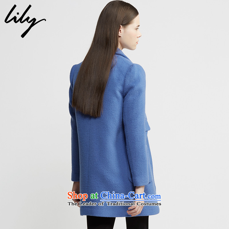 Lily winter clothing decorated new women's body at the time in pure color long hair? Blue -47 114420H1112 Jacket Color 160/84A/M,LILY,,, shopping on the Internet