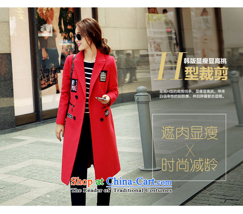 Kou poem Overgrown Tomb autumn and winter new 2015 gross jacket female letters? stickers in the long hair of Sau San? coats female red S picture, prices, brand platters! The elections are supplied in the national character of distribution, so action, buy now enjoy more preferential! As soon as possible.
