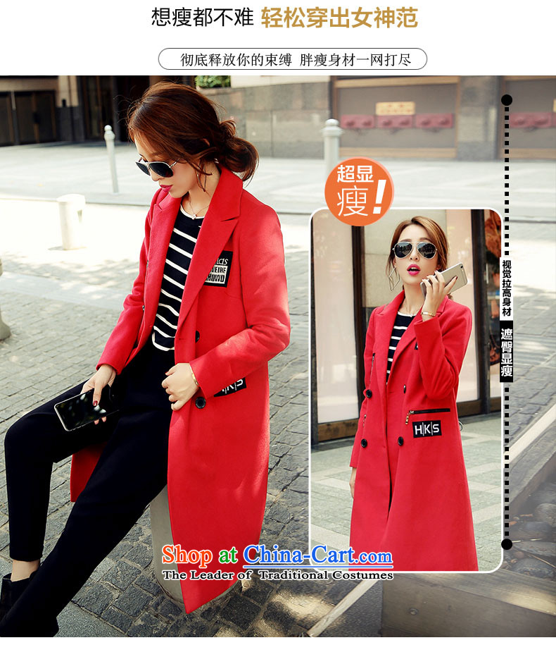 Kou poem Overgrown Tomb autumn and winter new 2015 gross jacket female letters? stickers in the long hair of Sau San? coats female red S picture, prices, brand platters! The elections are supplied in the national character of distribution, so action, buy now enjoy more preferential! As soon as possible.