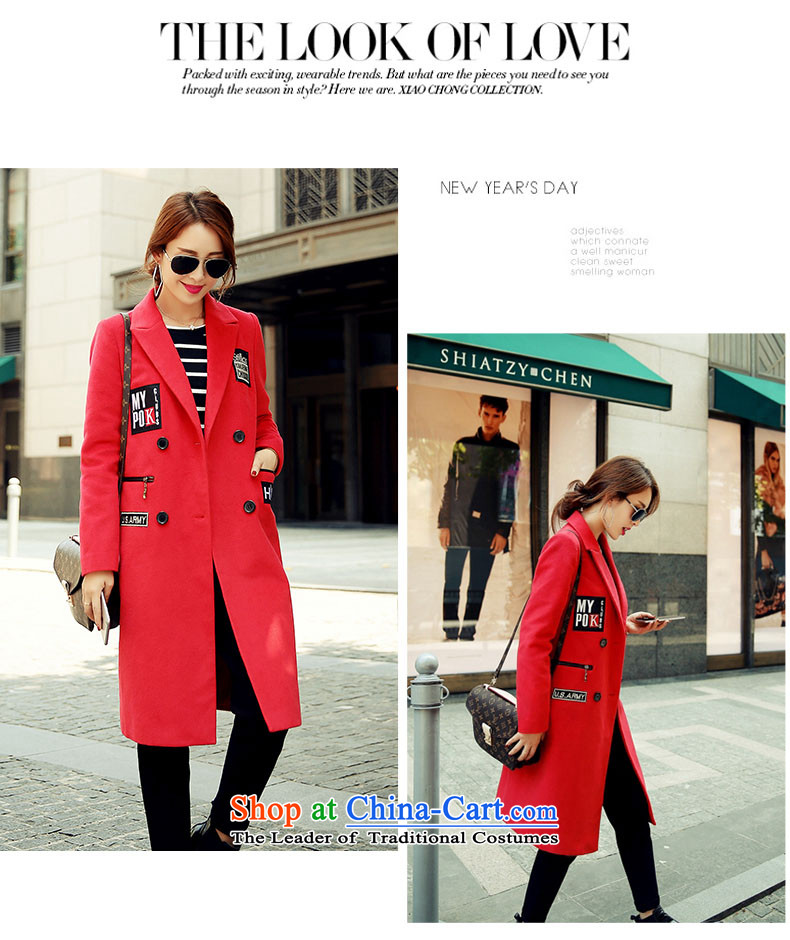 Kou poem Overgrown Tomb autumn and winter new 2015 gross jacket female letters? stickers in the long hair of Sau San? coats female red S picture, prices, brand platters! The elections are supplied in the national character of distribution, so action, buy now enjoy more preferential! As soon as possible.