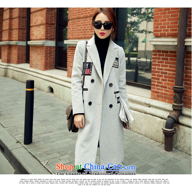 Kou poem Overgrown Tomb autumn and winter new 2015 gross jacket female letters? stickers in the long hair of Sau San? coats female red S picture, prices, brand platters! The elections are supplied in the national character of distribution, so action, buy now enjoy more preferential! As soon as possible.