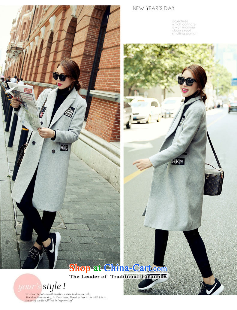 Kou poem Overgrown Tomb autumn and winter new 2015 gross jacket female letters? stickers in the long hair of Sau San? coats female red S picture, prices, brand platters! The elections are supplied in the national character of distribution, so action, buy now enjoy more preferential! As soon as possible.