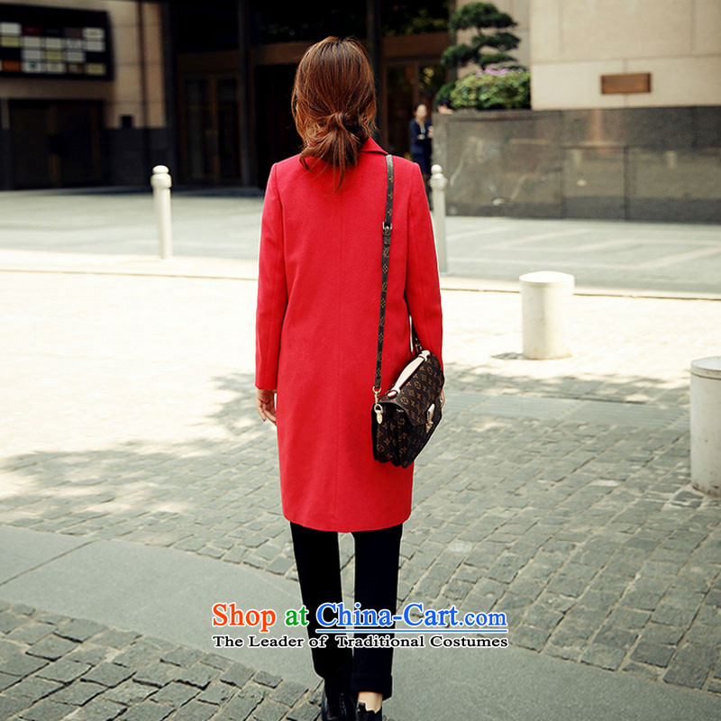 Kou poem Overgrown Tomb autumn and winter new 2015 gross jacket female letters? stickers in the long hair of Sau San? coats female red S poem Kou Overgrown Tomb , , , shopping on the Internet
