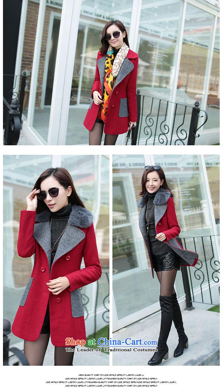 Hoda Badran El Meh Qinyang 2015 autumn and winter new Korean spelling colors are Sau San jacket in long a wool coat female 9009 in red   XL Photo, prices, brand platters! The elections are supplied in the national character of distribution, so action, buy now enjoy more preferential! As soon as possible.