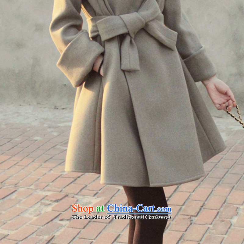 Tie-wool coat female jacket won? Edition cashmere cloak in long winter 2015 new gray S, Mazar-e-family shopping on the Internet has been pressed.