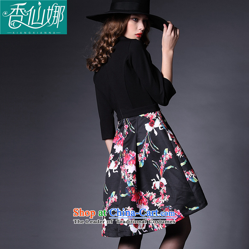 The maximum number of incense sin women 2015 Autumn replacing new 200 catties thick mm to intensify the flower graphics thin forming the dresses picture color Large XXXL, code (XIANGXIANNA incense sin) , , , shopping on the Internet