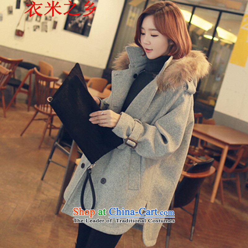Yi m township of the 2015 autumn and winter coats that Ms. long stylish solid color leisure Sau San Mao? So coat jacket coat women 1569 meters, gray Yi Heung , , , shopping on the Internet