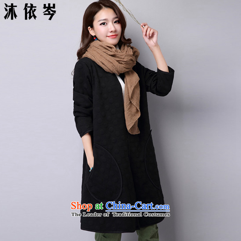 In accordance with the CEN 2015 bathing in the autumn and winter new women's retro arts van large long-sleeved jacket in women in loose long wave point autumn jackets J259# black XXL large number, in accordance with the CEN (MYC MU) , , , shopping on the