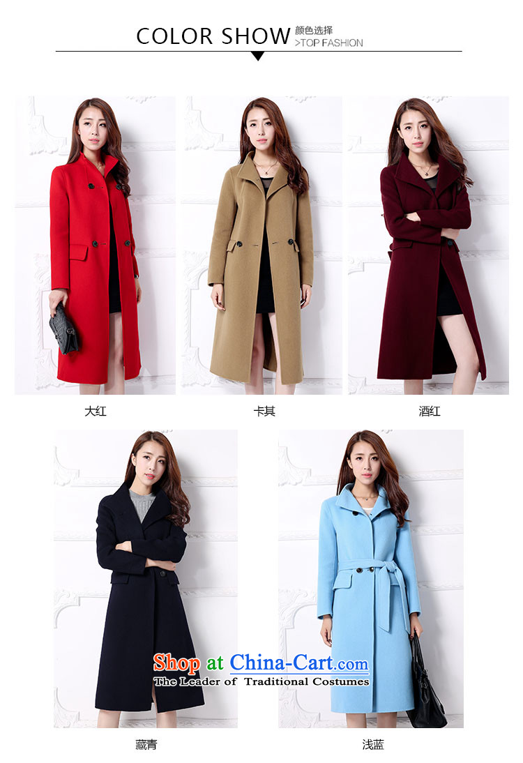 Piao Love Ting 2015 Autumn replacing new products in the long graphics thin cashmere overcoat with solid color waistband female wine red L picture, prices, brand platters! The elections are supplied in the national character of distribution, so action, buy now enjoy more preferential! As soon as possible.