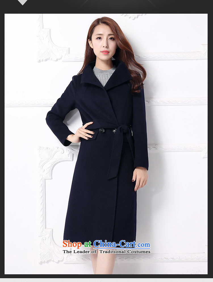 Piao Love Ting 2015 Autumn replacing new products in the long graphics thin cashmere overcoat with solid color waistband female wine red L picture, prices, brand platters! The elections are supplied in the national character of distribution, so action, buy now enjoy more preferential! As soon as possible.