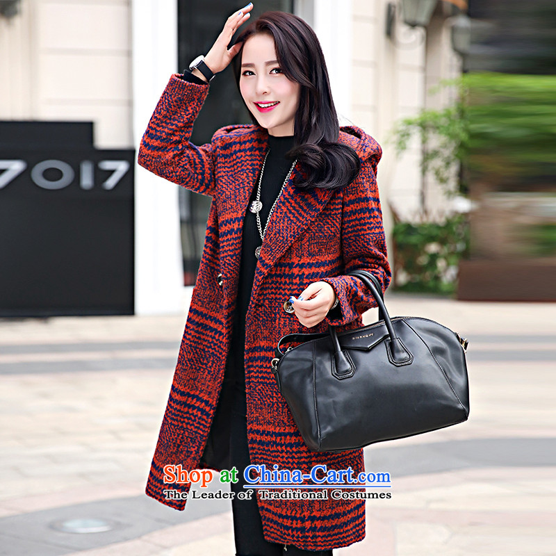 The 2015 autumn and winter, of thousands of women who are thin hair? coats video female Korean short, Ms. gross cotton plus female jacket? - Red Grid , L, the chin (BENQIAN) , , , shopping on the Internet