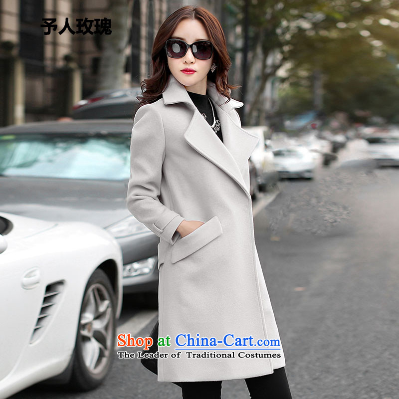Given the gross coats women rose? 2015 autumn and winter new Korean female jackets gross? In long loose thick a wool coat female wild m White?M