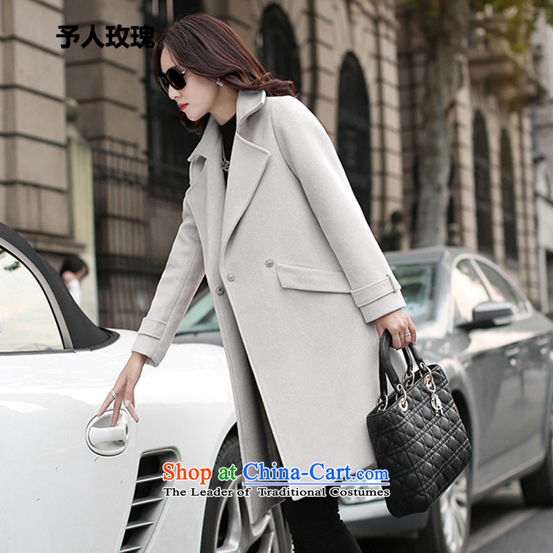 Given the gross coats women rose? 2015 autumn and winter new Korean female jackets gross? In long loose thick a wool coat female wild m White M to Rose (YURENMEIGUI) , , , shopping on the Internet